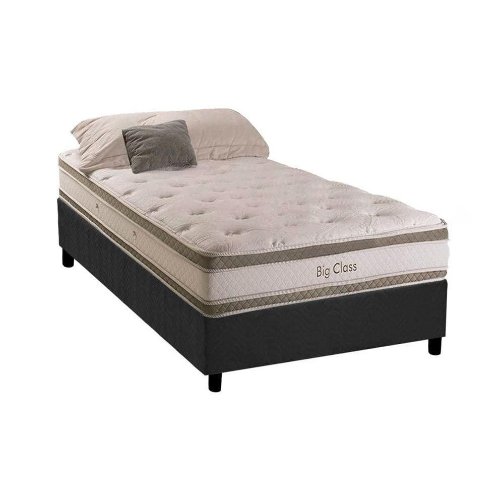 Conjunto Box Solteiro: Colchão Molas Herval ConforClass Big Class + Base CRC Suede Gray (88x188)