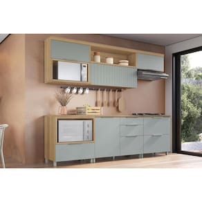 Cozinha Completa Marquesa 6 Peças (3Aéreos+3Balcões) C6P42 Nature/Verde - Nesher