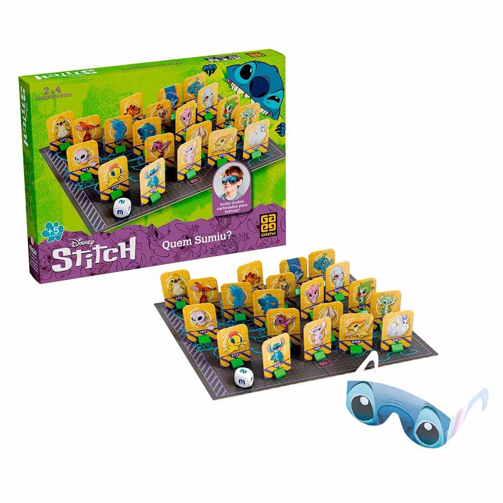 Jogo Infantil - Disney Stitch - Quem Sumiu? - Grow