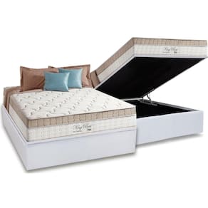 Conjunto Box Baú Casal: Colchão Molas D Angelis Anjos Superlastic King Best + Base CRC Courano White (138x188)