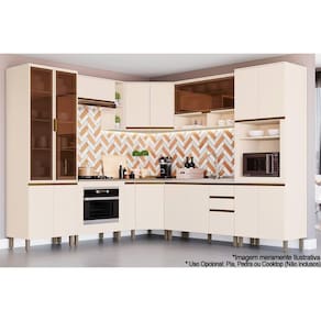 Cozinha Completa Connect 13 Peças (4Aéreos+4Balcões+2Paneleiros+3Complementos) C6P15 Off White - Henn