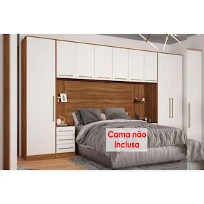 Quarto Casal Modulado Irlanda 6 Peças (2 Armários + 1 Ponte Aérea + 3 Complementos) QCM162 Amendola/Branco - Demóbile