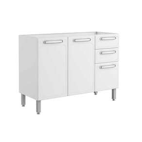 Gabinete de Cozinha Modulado Balcão Evidence 7024 3 Portas 2 Gavetas s/ Tampo 120cm Branco - Bertolini