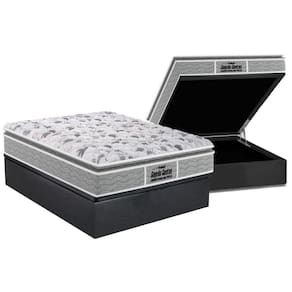 Cama Box Baú Casal: Colchão Espuma Probel D45 / EP Guarda Costas PróExtreme Plus Pillow Top + Base CRC Suede Gray(138x188)