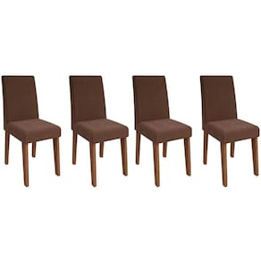 Cadeira Sala de Jantar Milena Kit 4 Un Nature/Suede Joli Chocolate - Cimol