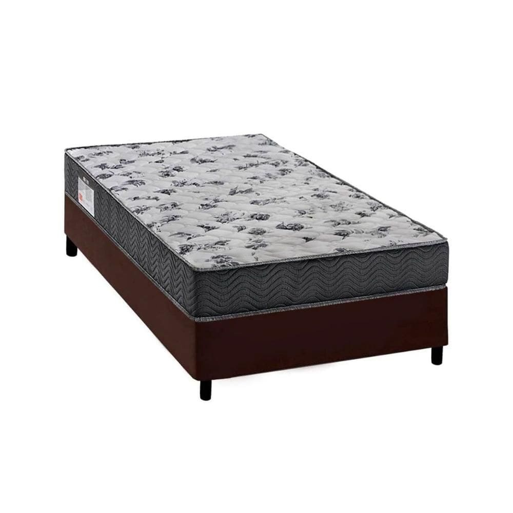 Cama Box Solteiro: Colchão Espuma Ortobom D33/EP Anatômico Fort Tech ISO 100 + Base CRC Courano Brown(88x188)