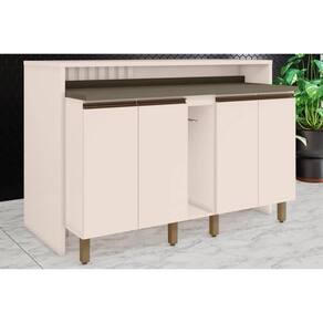 Bancada Ilha Cozinha Gourmet Connect c/ 4 Portas 145cm Off White - Henn