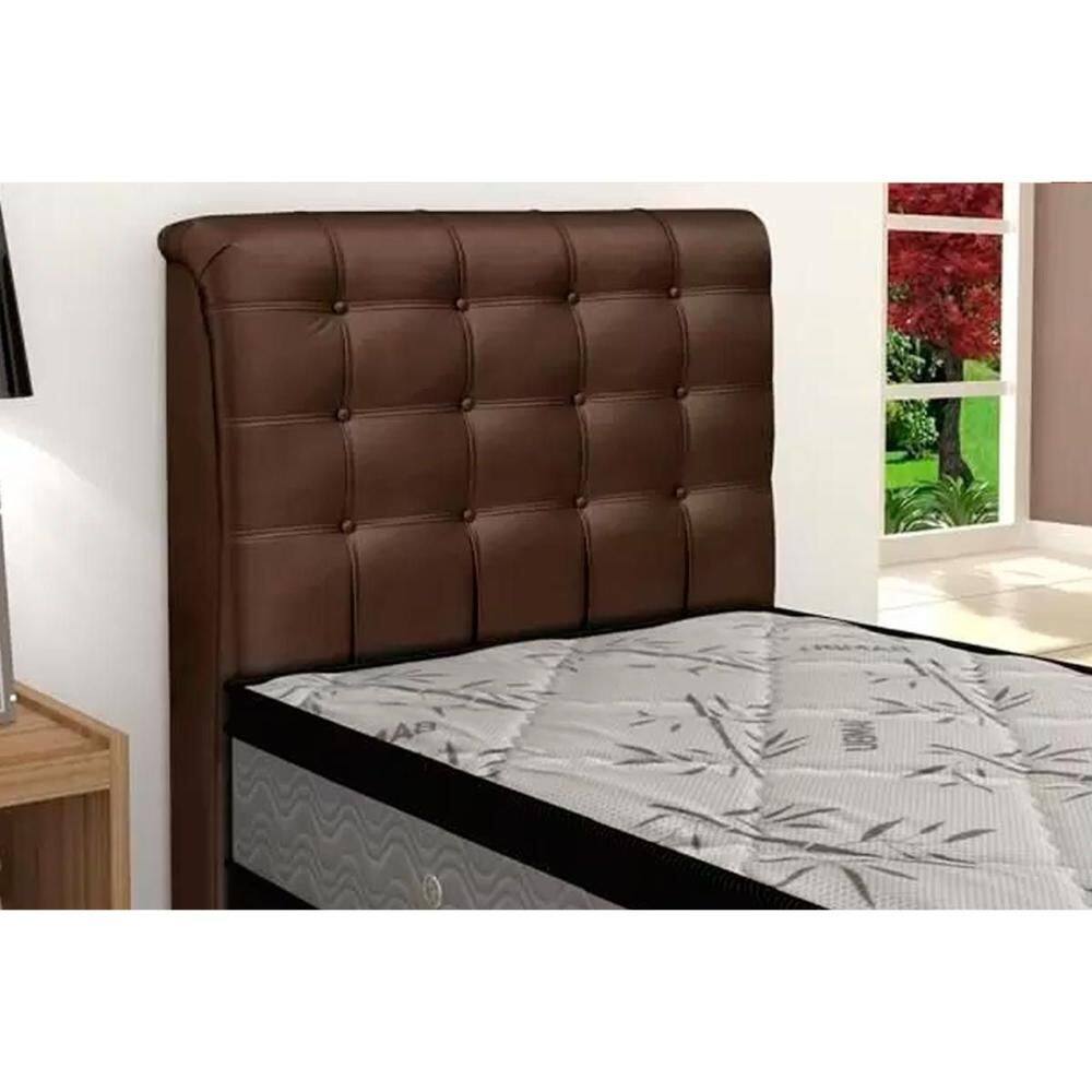 Cabeceira Cama Box Estofada Dama Plus Solteiro - Courano Cacau - Simbal
