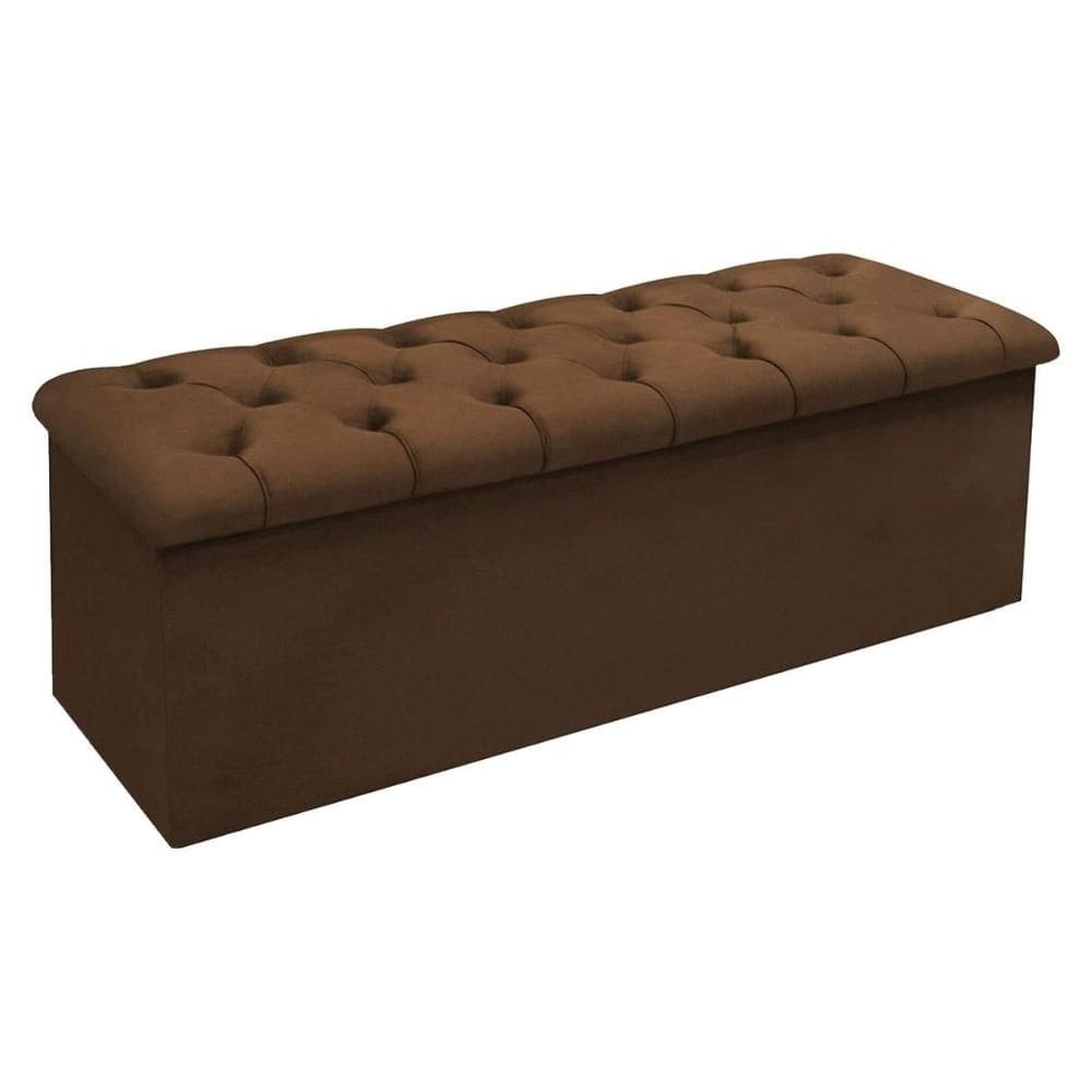 Recamier de Quarto Queen Size Lotus Suede Marrom Chocolate Simbal