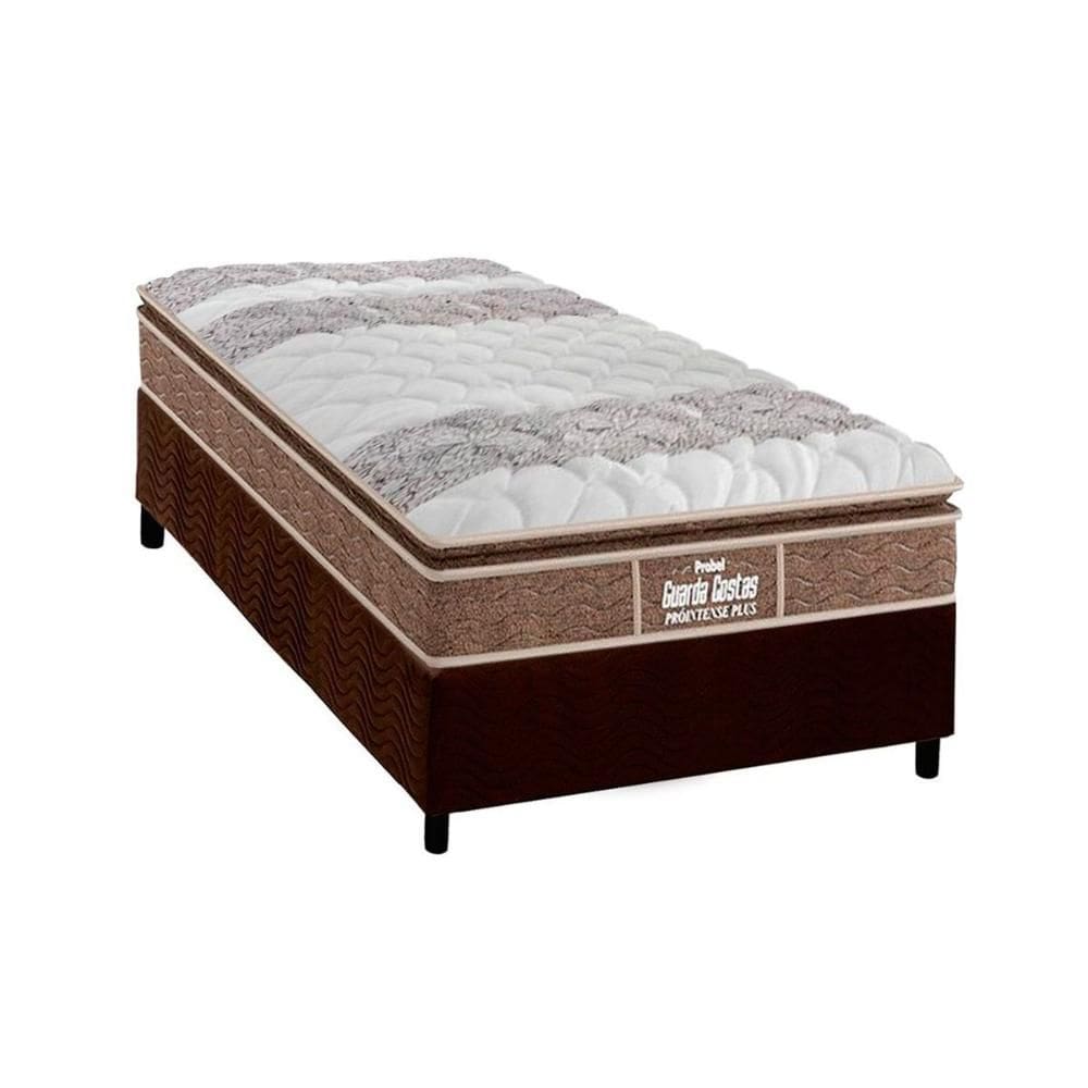 Conjunto Box Solteiro: Colchão Anatômico Probel D33 Guarda Costas Próintense Plus + Base CRC Suede Brown (88x188)