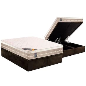 Conjunto Box Baú Queen: Colchão Molas Castor Bonnel Premium Tecnopedic + Base CRC Suede Brown (158x198)