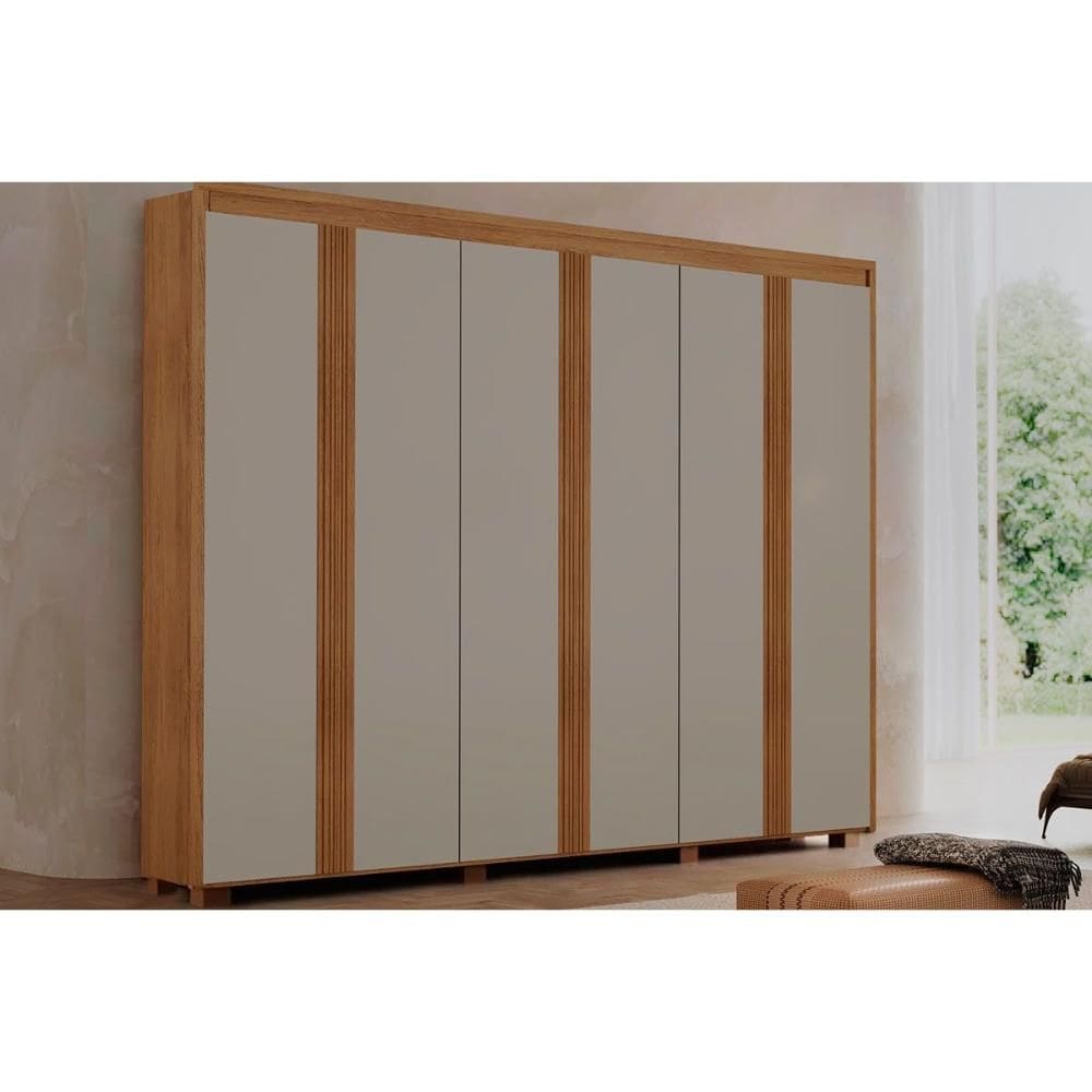 Guarda Roupa Casal 6 Portas e 6 Gavetas c/ Pés Apolo Naturale/Off White - Rufato