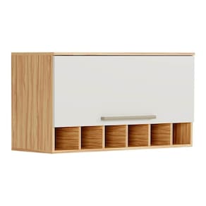 Armário Aéreo Cozinha Modulado Nápoli Prime Geladeira Adega c/ 1 Porta Basculante 80cm Amendoa/Off White - Ronipa