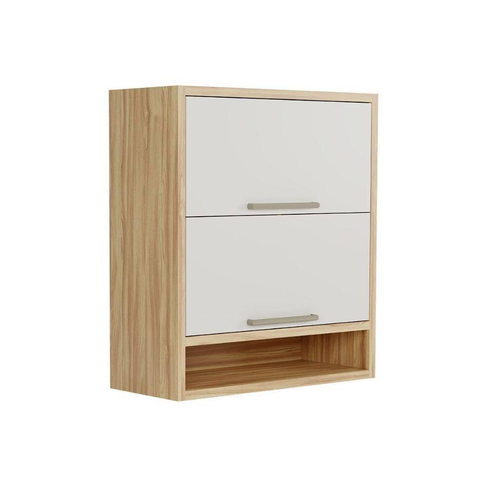 Armário Aéreo Cozinha Modulado Syrah Nicho c/ 2 Portas Basculante 80cm Amendoa/Off White - Ronipa