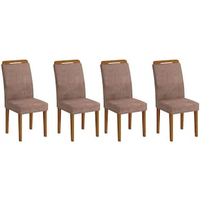 Kit 4 Cadeiras Sala Jantar Athenas 4 Un Imbuia-Capuccino/Suede Capuccino - Rufato
