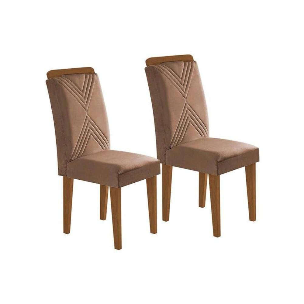 Kit 2 Cadeiras de Cozinha Amsterdã 2 Un Madeira Capuccino/Suede Capuccino - Rufato