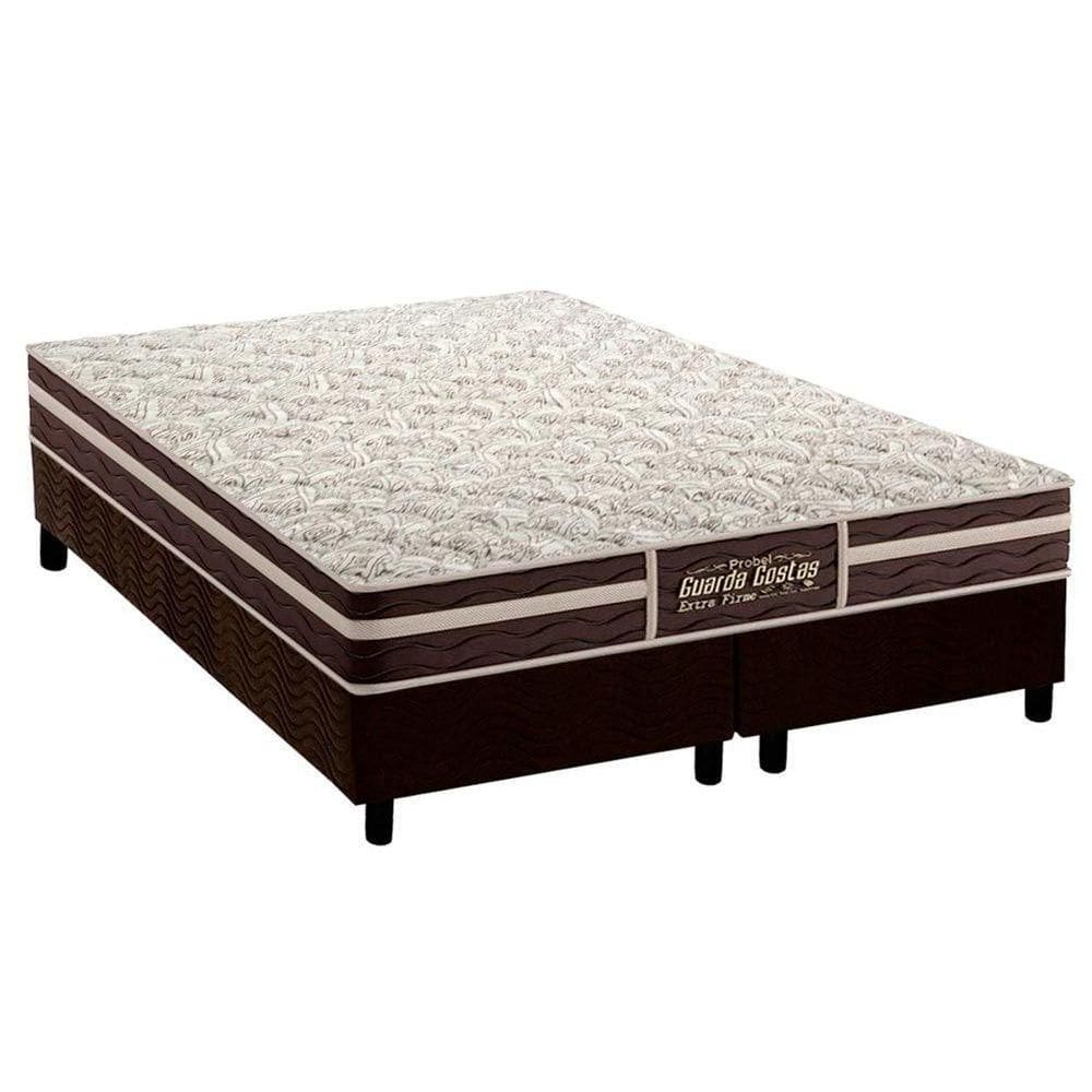 Cama Box King: Colchão Ortopédico Probel Guarda Costas Extra Firme + Base CRC Suede Brown (193x203)