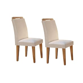Kit 2 Cadeiras Sala Jantar Athenas 2 Un Madeira Capuccino/Suede Creme - Rufato
