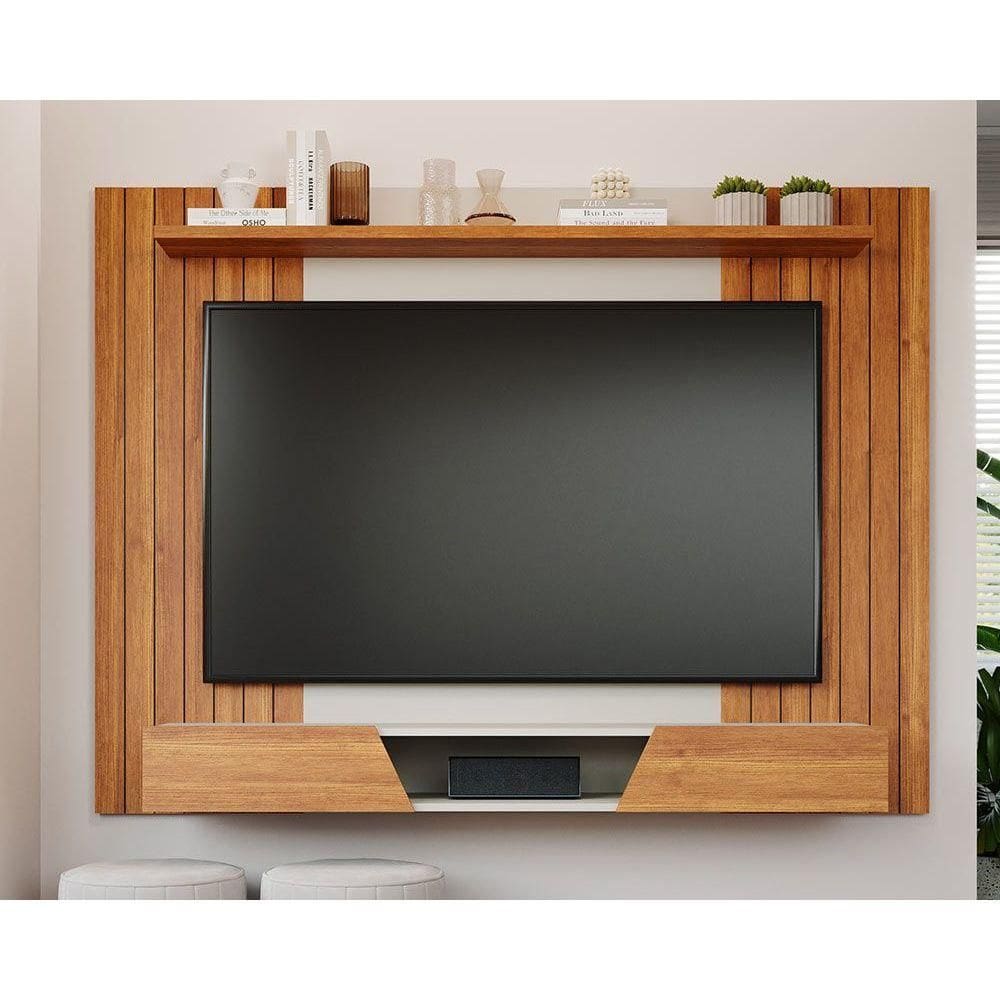 Painel Quarto p/ TV até 70 Pol Santiago c/ 2 Portas 180x135cm Cinamomo/Off White - Permóbili