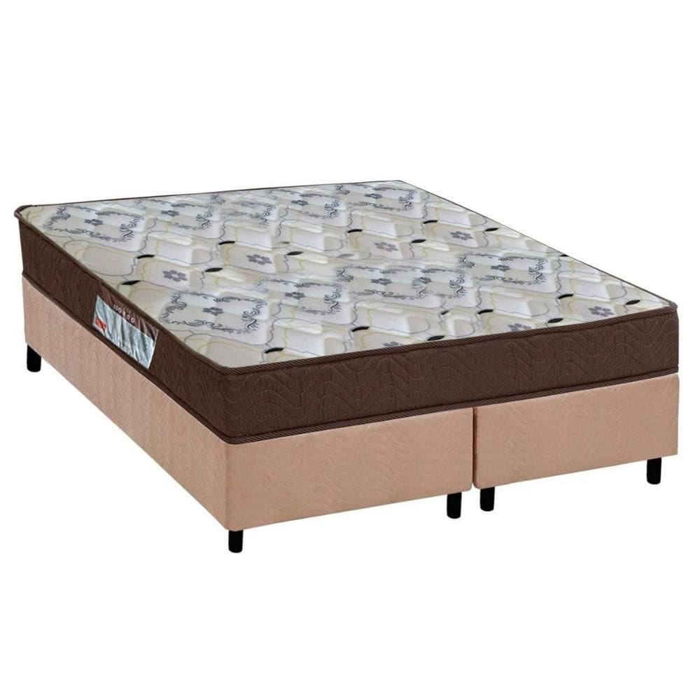 Cama Box Queen: Colchão Espuma Ortobom D45/EP Anatômico Fort Tech ISO 150 + Base CRC Suede Clean(158x198)