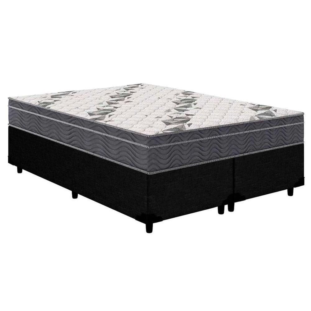 Conjunto Box Queen: Colchão Anatômico Ortobom D33 Airtech 100 + Base CRC Courano Black (158x198)