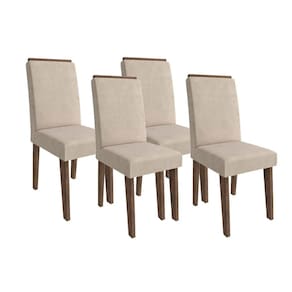 Cadeira Sala de Jantar Milena Kit 4 Un Marrocos/ Suede Bege - Cimol