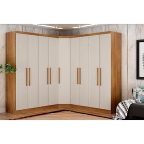 Modulado de Quarto Rizon 3 Peças (2 Guarda Roupas + 1 Closet) QC210 Freijo Cumaru c/ Fendi - Novo Horizonte