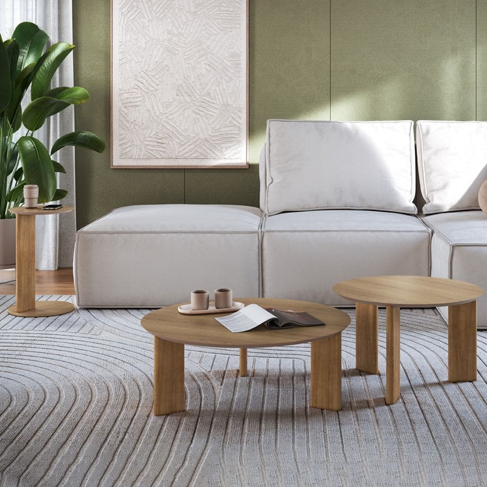 Kit Mesa de Centro e Lateral Chanfrada Pes Madeira Hanover Artesano