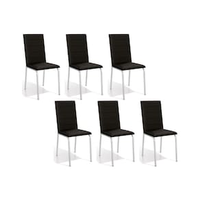Cadeira Sala de Jantar Amsterdã C091 Kit 6 Un Cromada/Preto 110 - Kappesberg