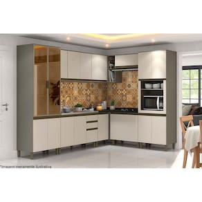 Cozinha Completa Connect 11 Peças (4 Armários + 4 Balcões + 1 Paneleiro + 2 Complementos) C11P01 Duna/Cristal - Henn
