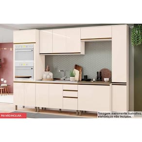 Cozinha Completa Connect 7 Peças (2Aéreos+2Balcões+2Paneleiros+1Complemento) C5P90 Off White - Henn