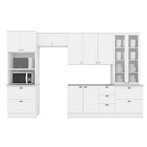 Cozinha Completa Americana 5 Peças (2Aéreos+1Balcão+2Paneleiros) C5P55 Branco - Henn