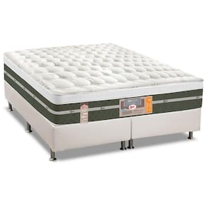 Cama Box Queen: Colchão Molas Castor Bonnel Silver Star Air + Base CRC Courano White(158x198)