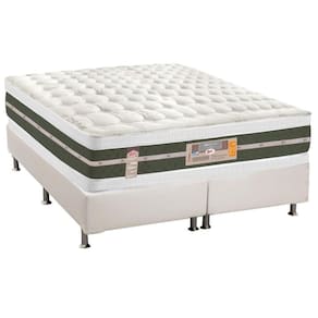 Cama Box Queen: Colchão Molas Castor Bonnel Silver Star Air DF + Base CRC Courano White(158x198)