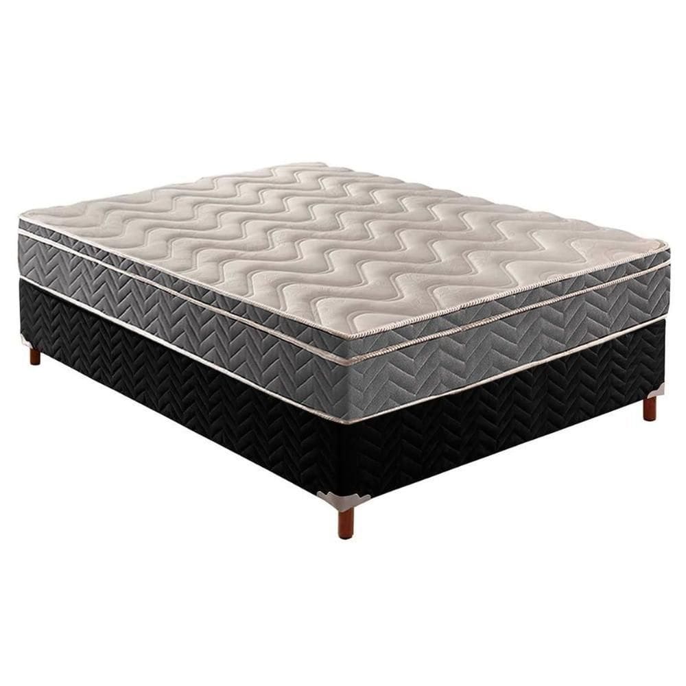 Conjunto Box Casal: Colchão Anatômico Paropas D45 Confort Mega Firme + Base CRC Suede Black (138x188)