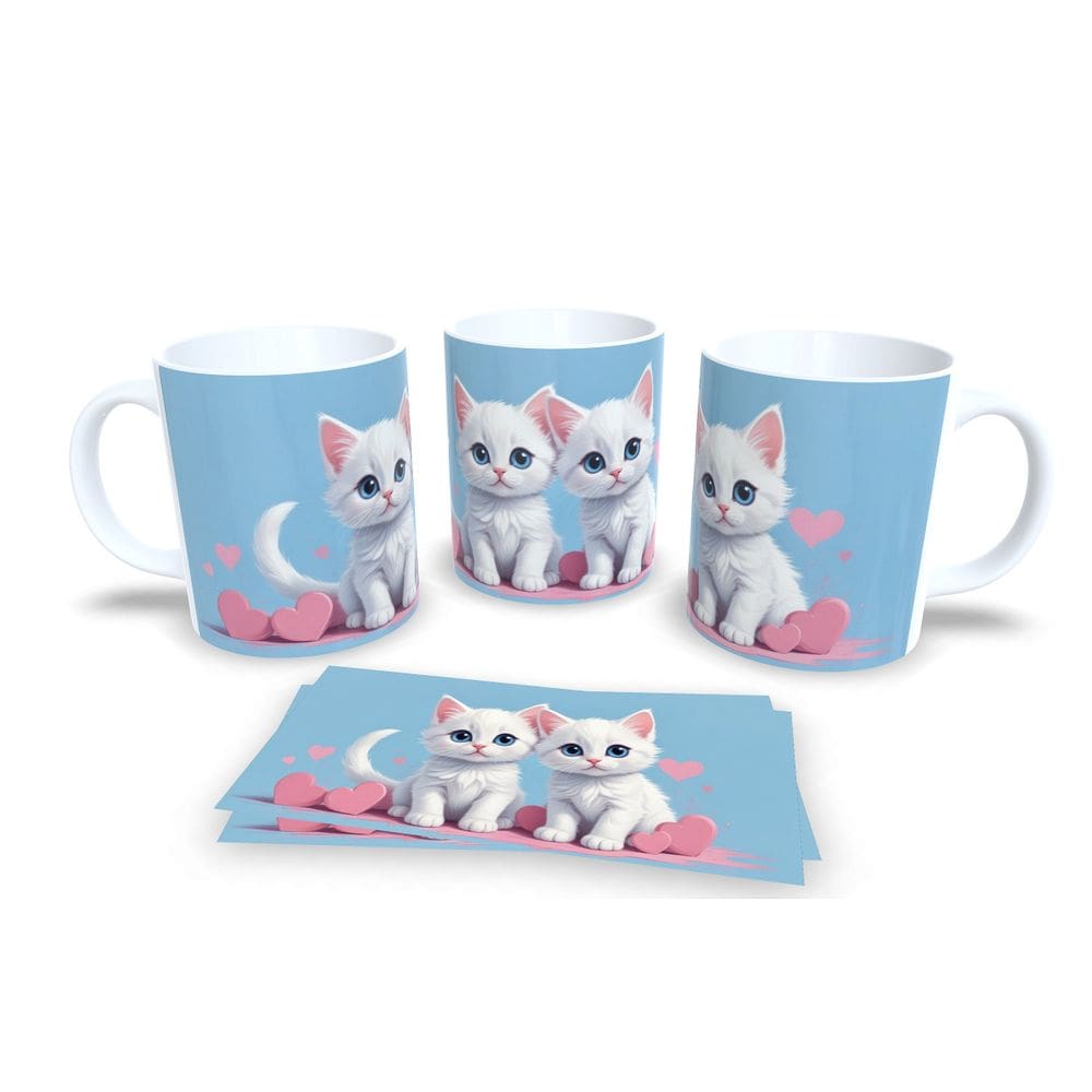 Caneca Cerâmica Personalizada Gato Gatinhos Branco - Modelo 785043