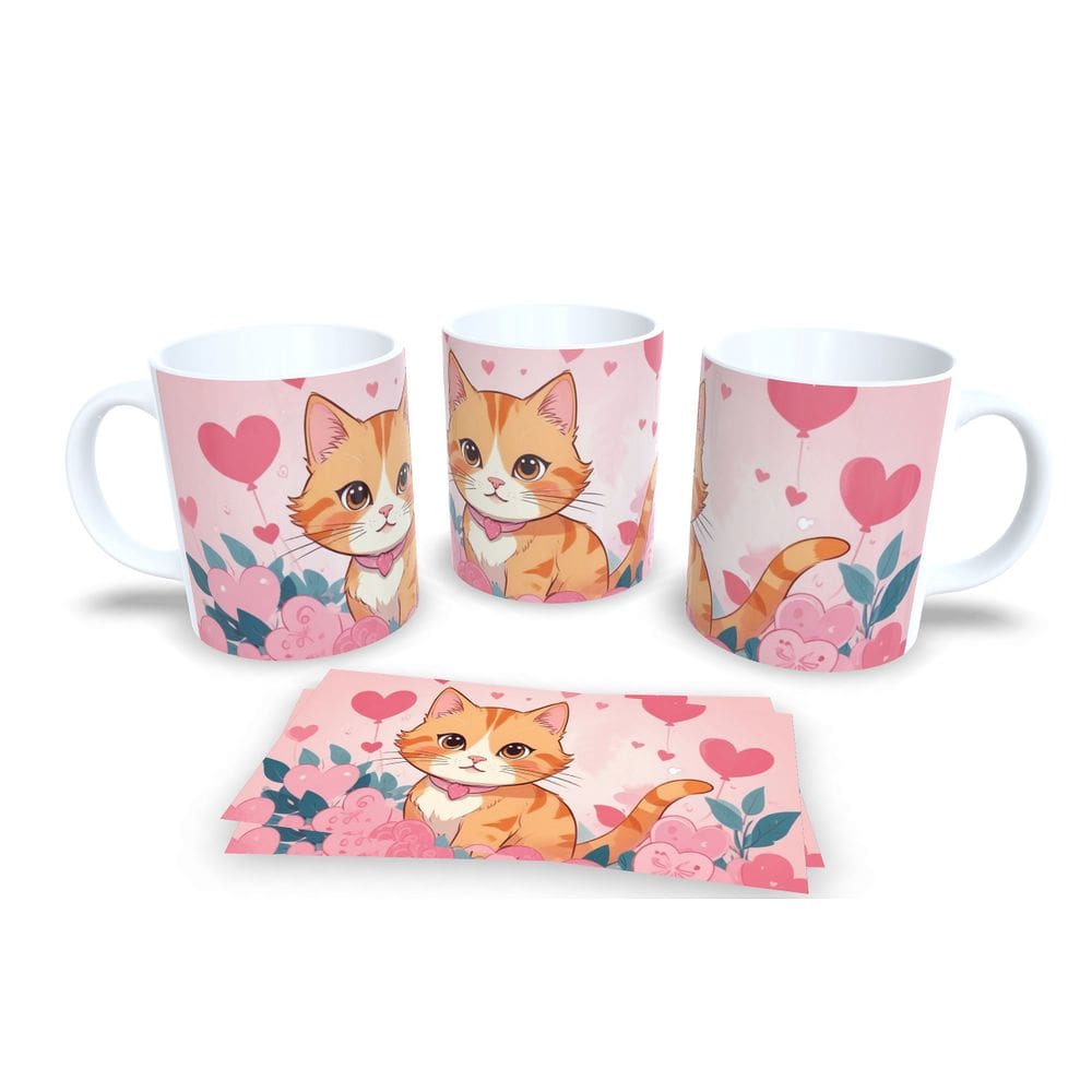 Caneca Cerâmica Personalizada Gato Gatinhos Laranja - Modelo 785035