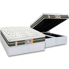 Conjunto Box Baú Queen: Colchão Molas Castor Bonnel Silver Star Air + Base CRC Courano White (158x198)