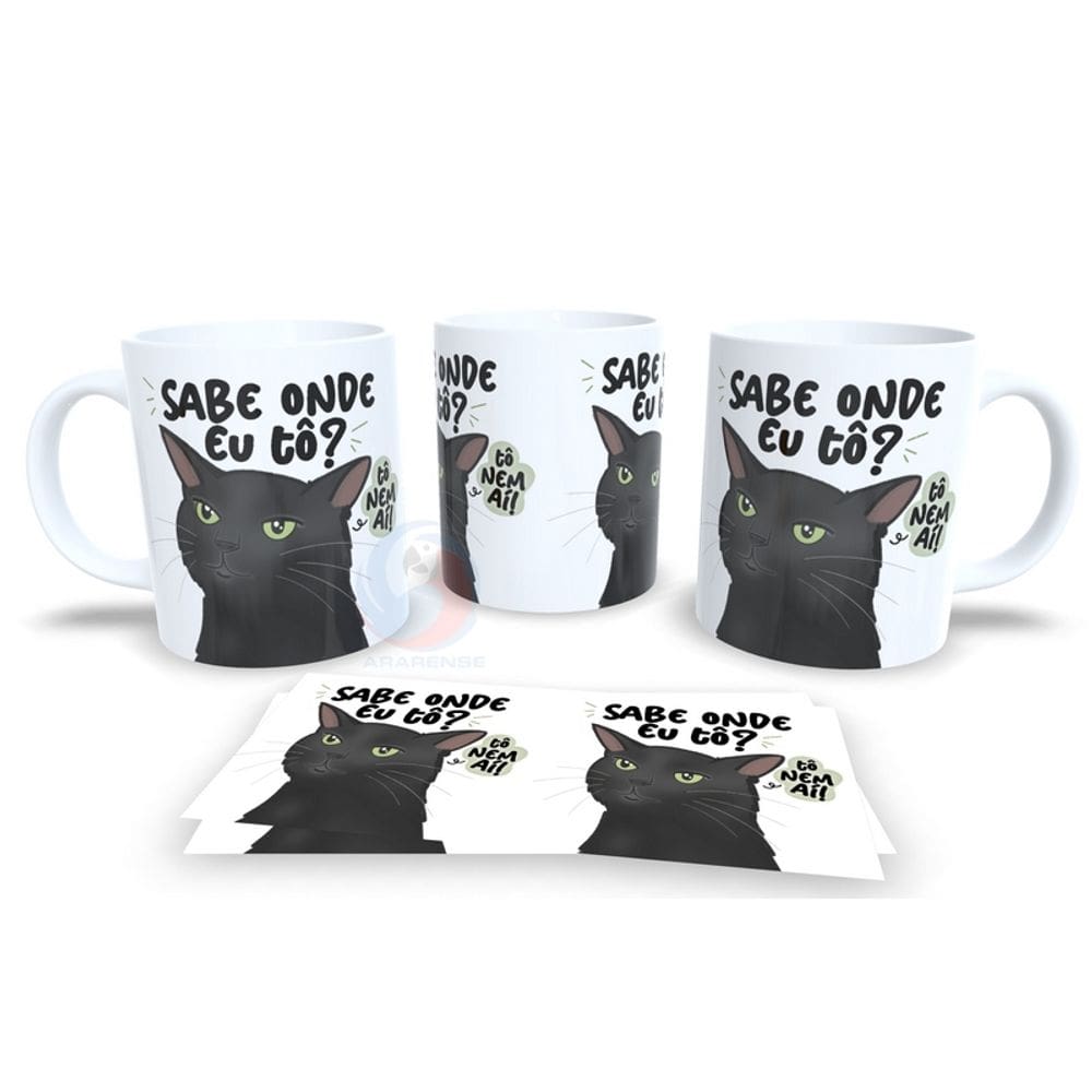 Caneca Cerâmica Personalizada Gato Preto Meme - Modelo 785022