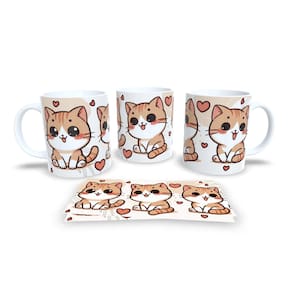 Caneca Cerâmica Personalizada Gato Gatinhos Laranja - Modelo 785026