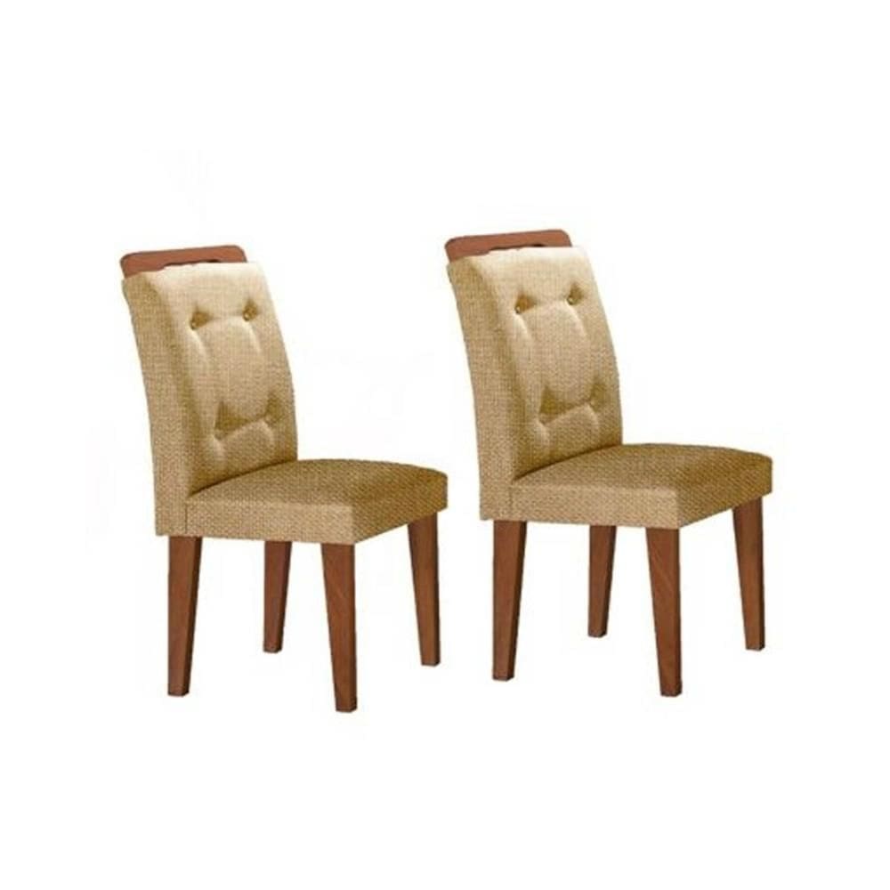 Kit 2 Cadeiras Sala Jantar Imperatriz 2 Un Madeira Capuccino/Linho Bege Turim - Rufato