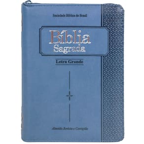 Bíblia Pequena Letra Grande Ziper Com Indice Azul
