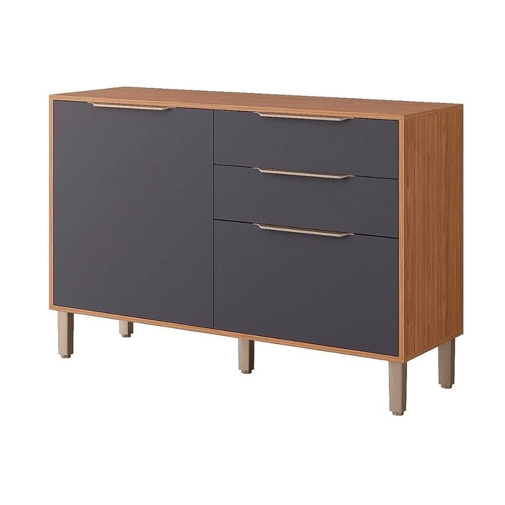 Módulo Cozinha MGM Divina Balcão c/ Tampo c/ 2 Portas e 2 Gavetas 120 cm Freijo/Titanium-MGM