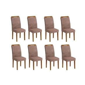 Kit 8 Cadeiras Sala Jantar Athenas 8 Un Imbuia-Capuccino/Suede Capuccino - Rufato