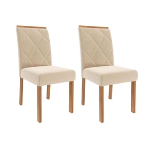 Kit 2 Cadeiras de Cozinha Fernanda Wood 2 Un Madeirado/Suede Nude Bege - Cimol