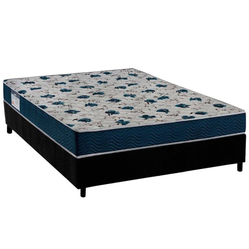 Conjunto Box Casal: Colchão Anatômico Ortobom D28 ISO 60 + Base CRC Suede Black (138x188)