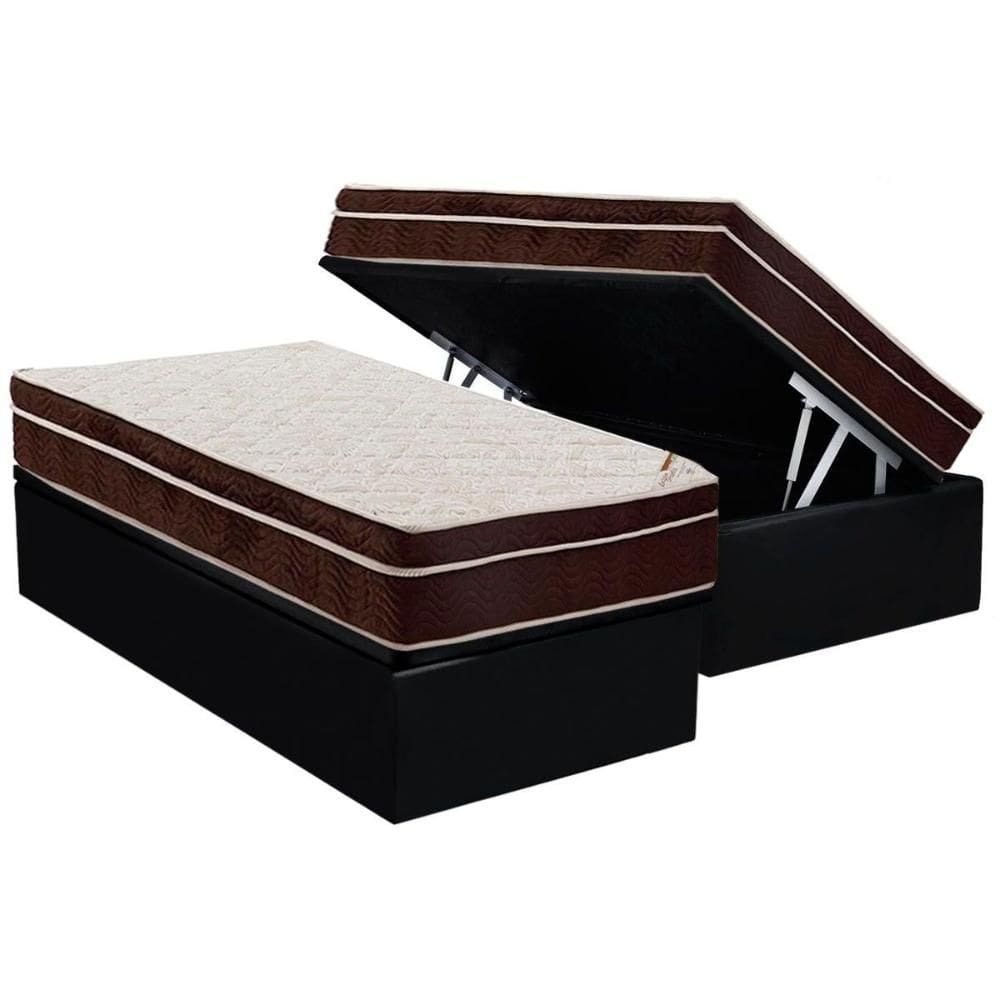 Cama Box Baú Solteiro: Colchão Ortopédico Ortobom Exclusive + Base CRC Suede Black (88x188)