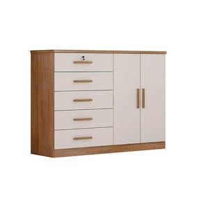 Cômoda Casal Space c/ 2 Portas e 5 Gavetas Cumaru/Fendi - Novo Horizonte