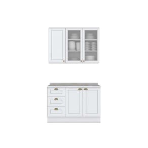 Cozinha Completa Americana 3 Peças (1Aéreo+1Balcão+1Complemento) CZ125 Branco - Henn