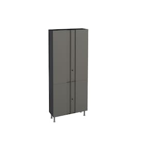Multiuso Lavanderia Armário Multibox Aço 4 Portas c/Chave 80x193cm Preto/Cinza - Telasul